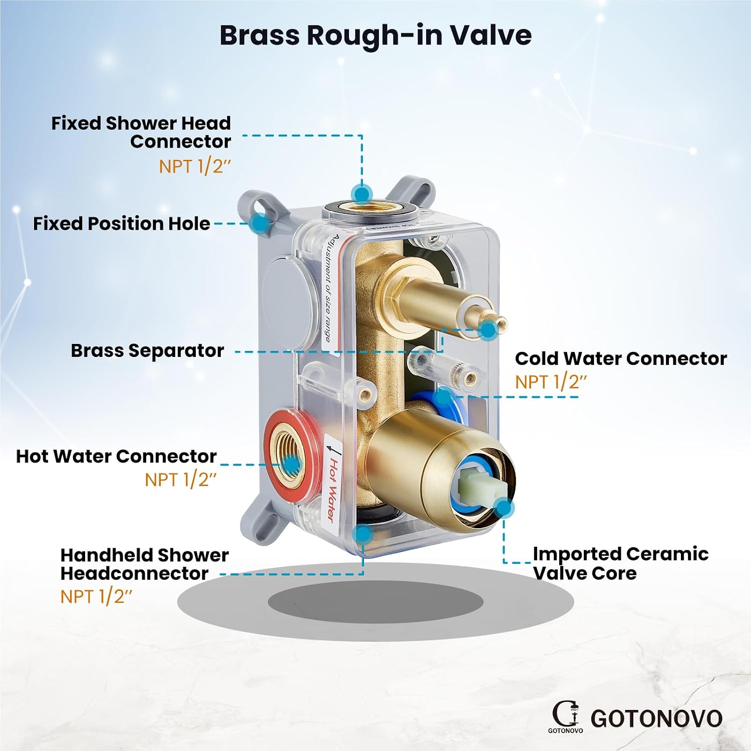 gotonovo Shower System 10 Inch Round Rainfall Showerhead Wall Mounted High Pressure Shower Faucet Set Fixture Combo with Rough in Valve and Cylindrical Handheld Spray, Brushed Gold