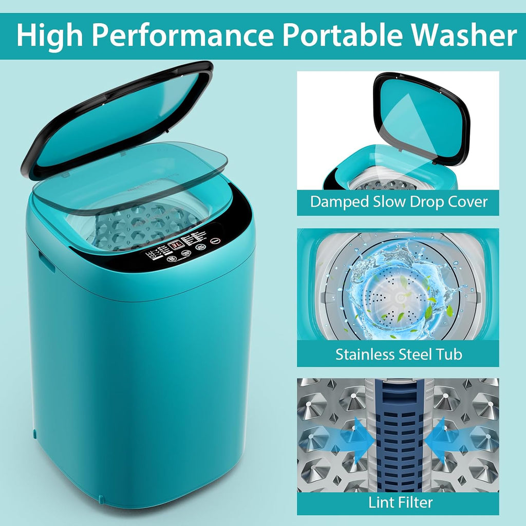Giantex Portable Washing Machine, 7.7lbs Capacity All-in-One Washer Spinner Combo w/Drain Pump, 0.78 Cu.ft Laundry Washer w/ 10 Program, 3 Water Level, LED Display, Compact for Apartment RV