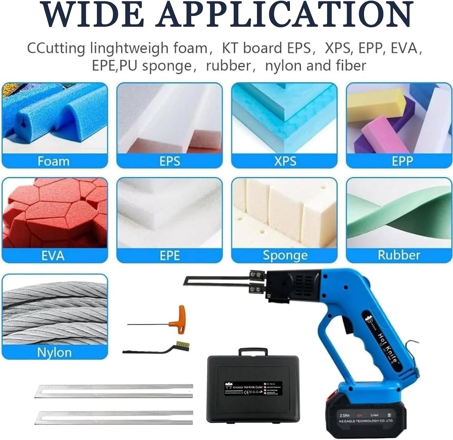 Cordless Hot Wire Foam Cutter & Hot Knife Electric Combo Kit - 150W Air-Cooled Styrofoam Cutting Tool for EPE, XPS, KT Board, Sponge (Blue)