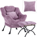Lazy Chair with Ottoman, Reading Chair with a Pillow, Leisure Sofa Armchair with Ottoman, Large Accent Chair for Bedroom, Living Room, Dorm Room, Plush Purple