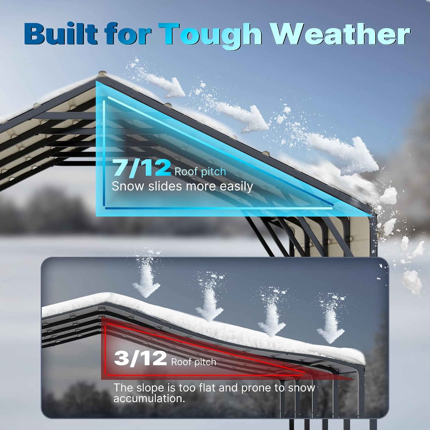 Quictent 10x20 ft Heavy Duty Metal Carport for Vehicle Storage Snowproof & Windproof Steel Car Shelter