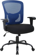 BestOffice Big & Tall Office Chair, 400 lb Capacity Mesh Desk Seating with Lumbar Support, Wide Seat, Adjustable Arms, Rolling Swivel High-Back Ergonomic Executive Task Model for Home Office, Blue