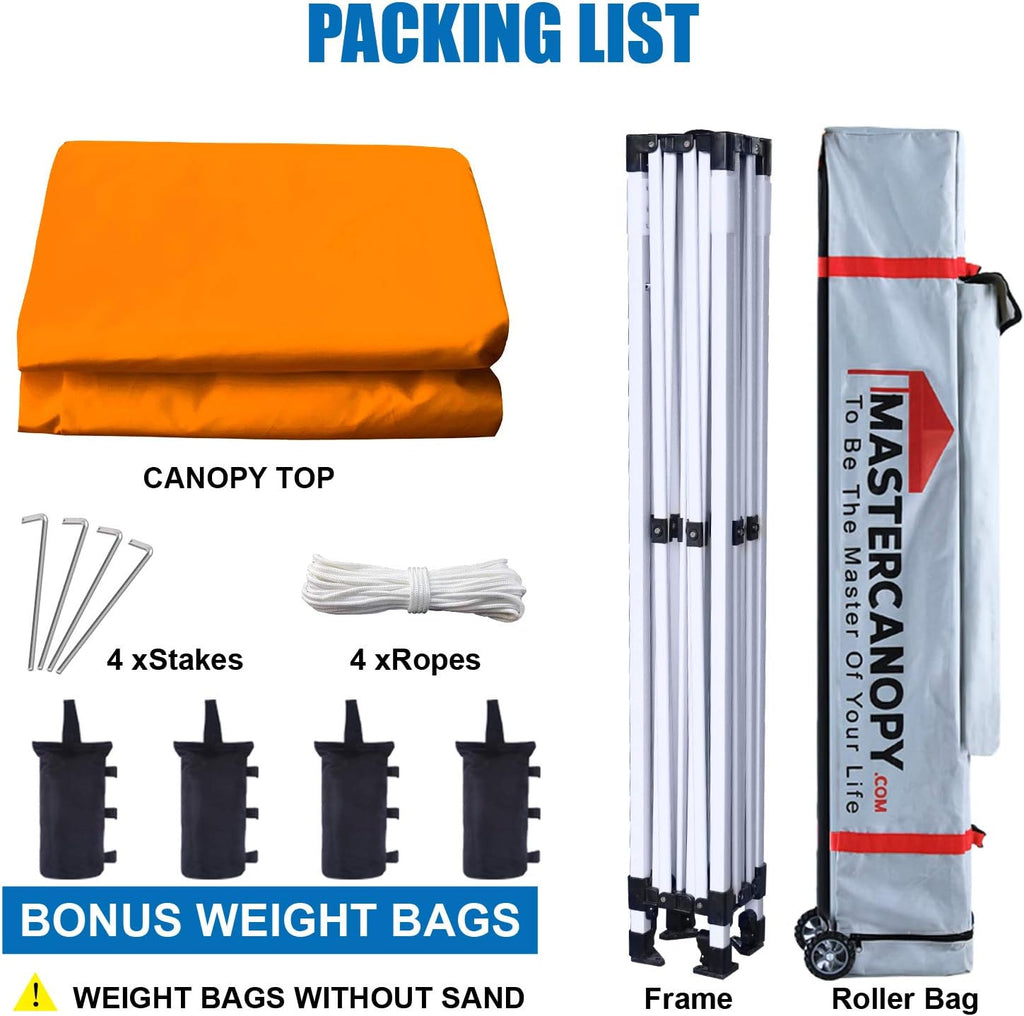 MASTERCANOPY Pop Up Canopy Tent Commercial Grade 10x12 Instant Shelter (Orange)