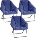 Zenithen Limited Foldable Hexagon Plush Indoor Portable Dish Folding Chairs, Perfect for Bedrooms, Dorm Rooms, and Living Rooms, Navy Blue (Pack of 3)
