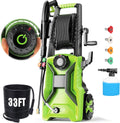 Pressure Washer 5000 PSI Adjustable Pressure, Power Wahser Powered with 33ft Pressure Hose, 4 Nozzles and 500ml Foam Cannon, Cleaner Machine for Home, Car, Green