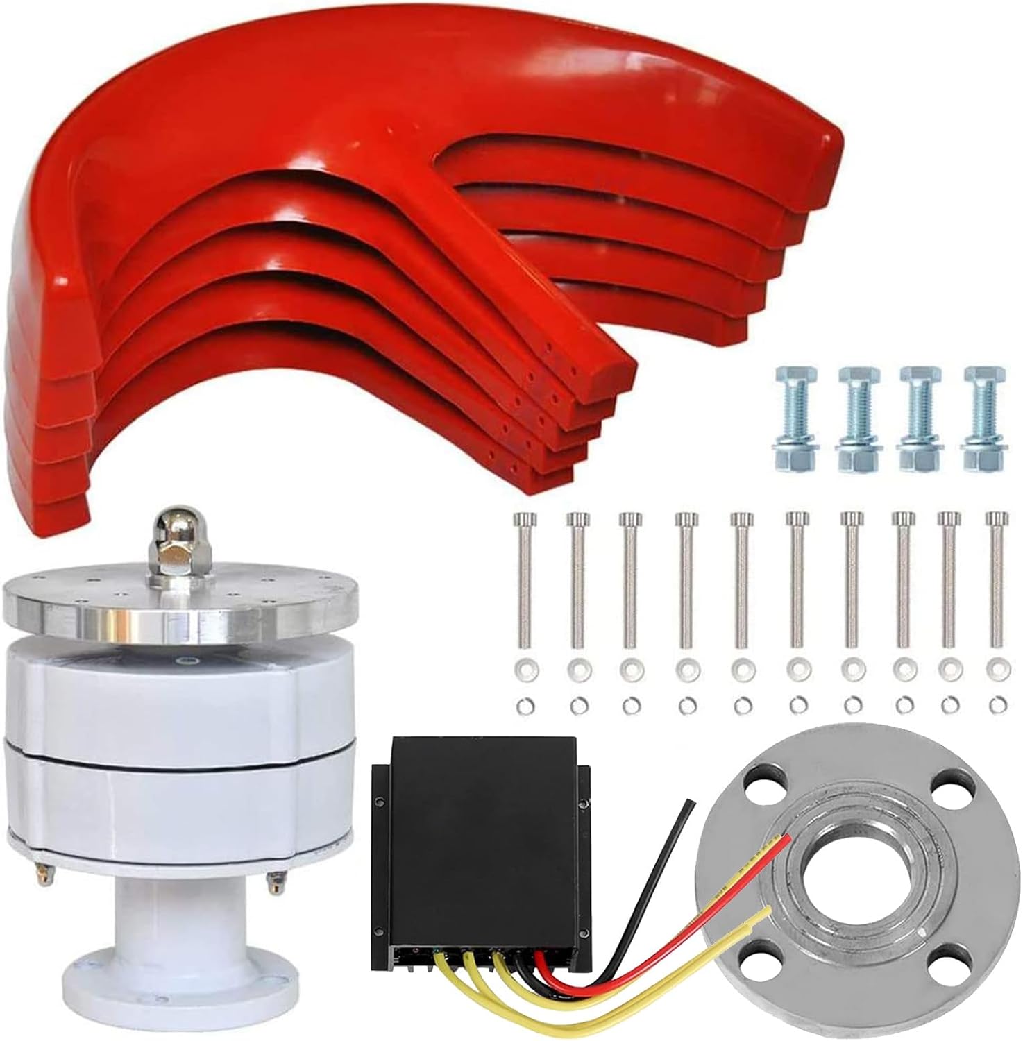 Wind Turbines Generator 3000W with Controller, Red Lantern 5 Blade Three Phase AC Permanent Magnet Generator for Home Street Lighting,12V