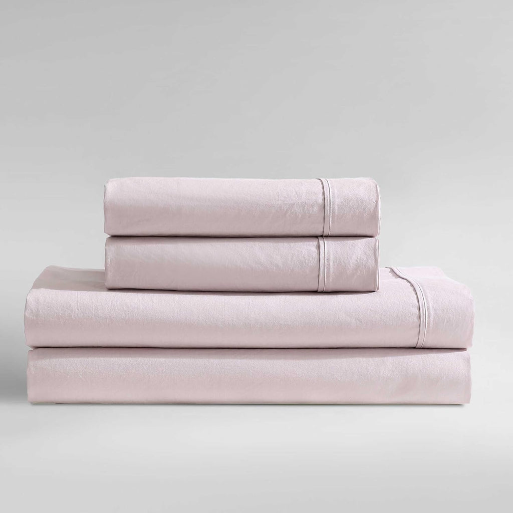 Calvin Klein - King Bed Sheets, Relaxed Garment Washed Cotton Percale Bedding Set with Matching Pillowcases, Deep Pockets, Oeko-TEX Certified (Washed Percale Pink, King)