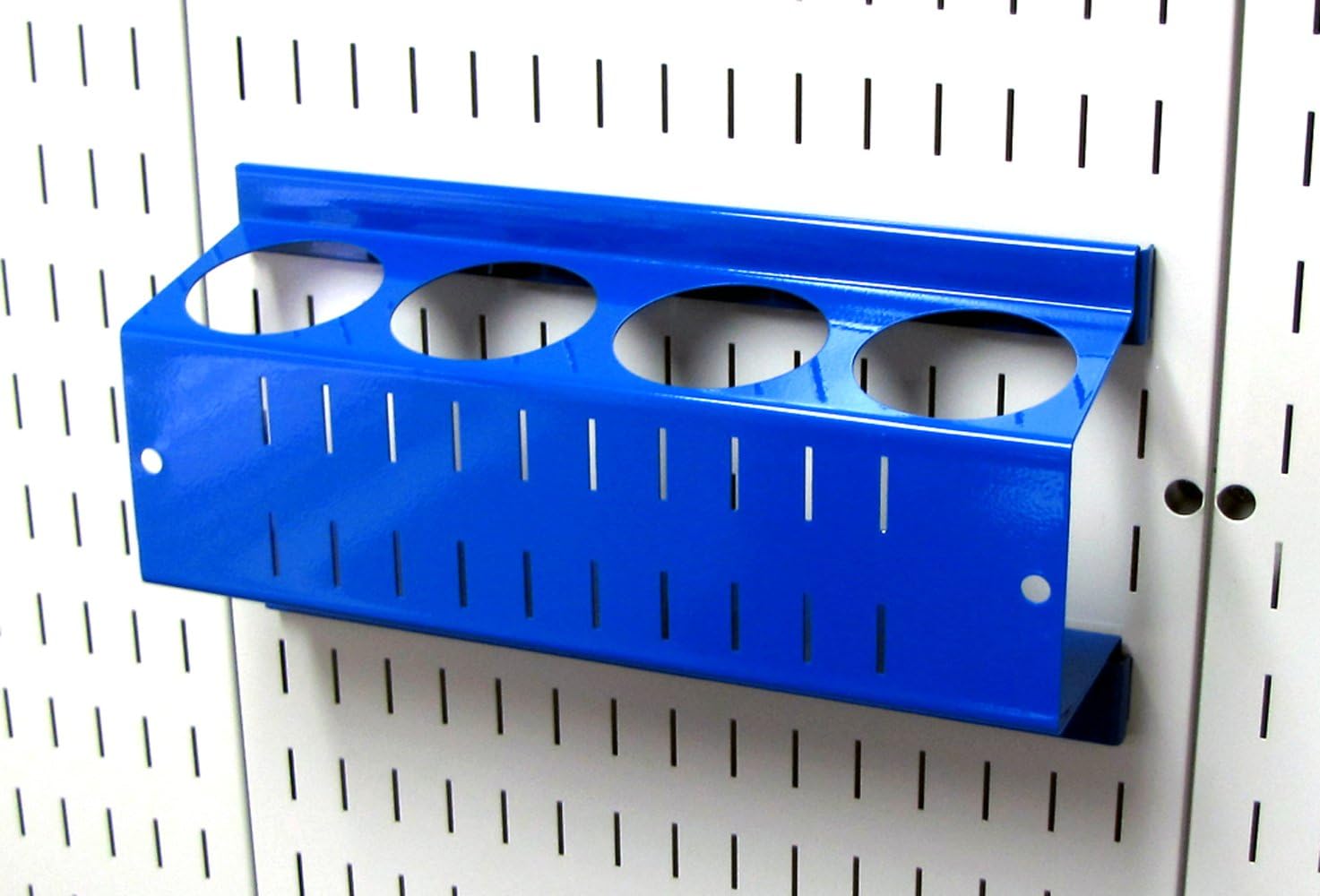 Wall Control Pegboard Spray Can Holder Bracket and Aerosol Can Organizer Pegboard and Slotted Tool Board - Blue (Pack of 6)