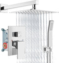 Aolemi Shower Faucet Set Rain Shower System with Handheld Spray Bathroom Shower Combo Rough-in Valve and Shower Trim Kit Included Polish Chrom 10 Inch Wall Mount Shower Head