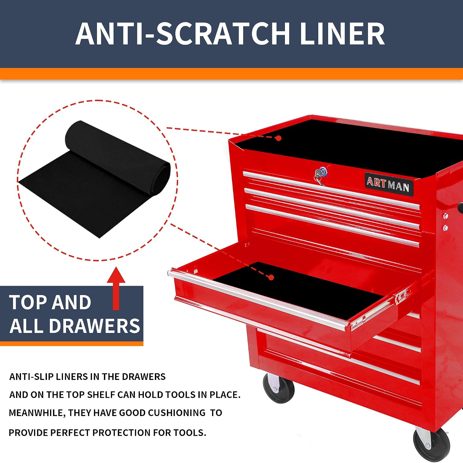 Larmliss 7-Drawer Rolling Tool Cart, Lockable Home Repair Tool Storage Organizer, Tool Box on Wheels,Tool Chest Cabinet for Mechanic, Garage