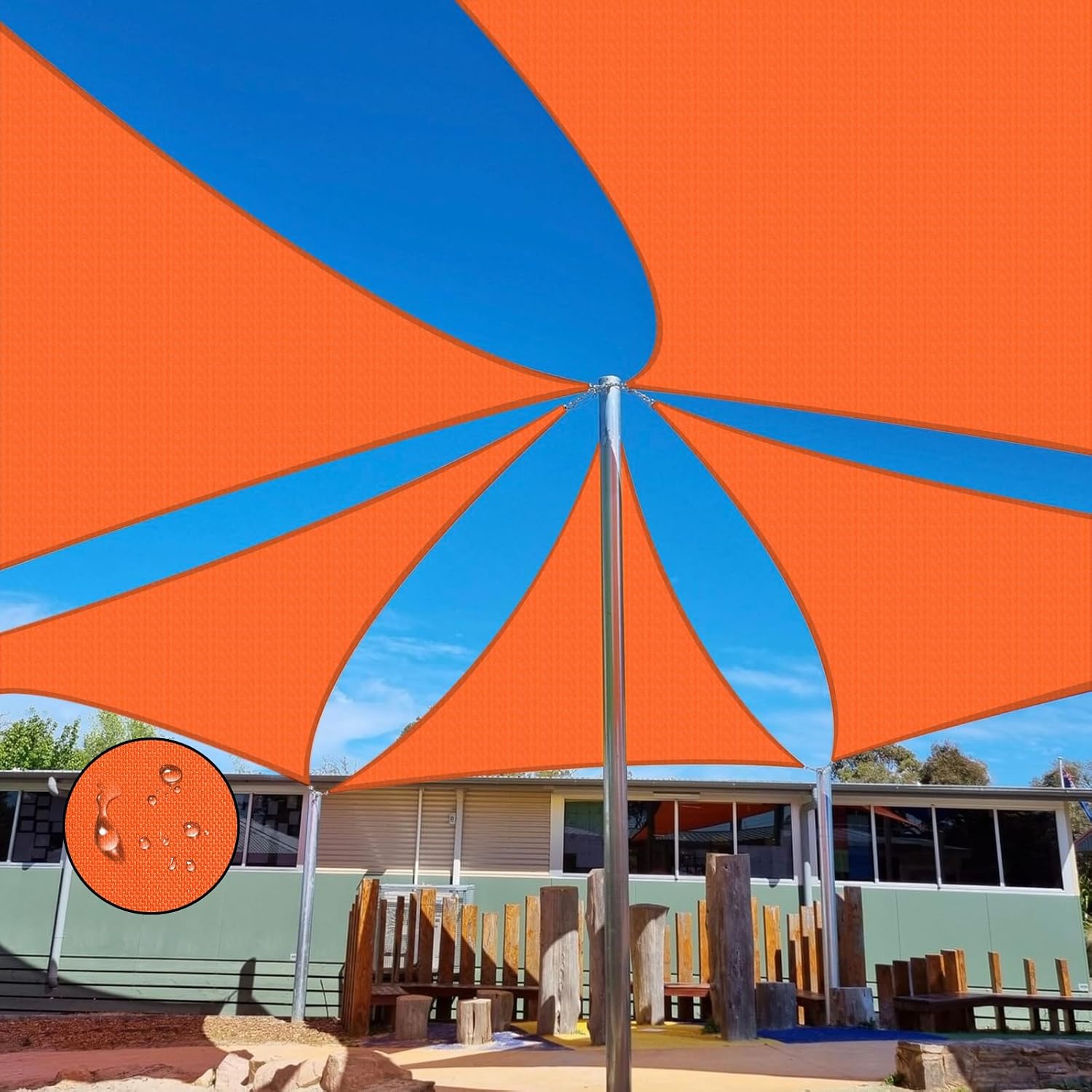 Terylene Waterproof Sun Shade Sail UV Blocker Sunshade Patio Equilateral Triangle Knitted 220 GSM Block Fabric Pergola Carport Awning 12' x 12' x 12' in Color Orange