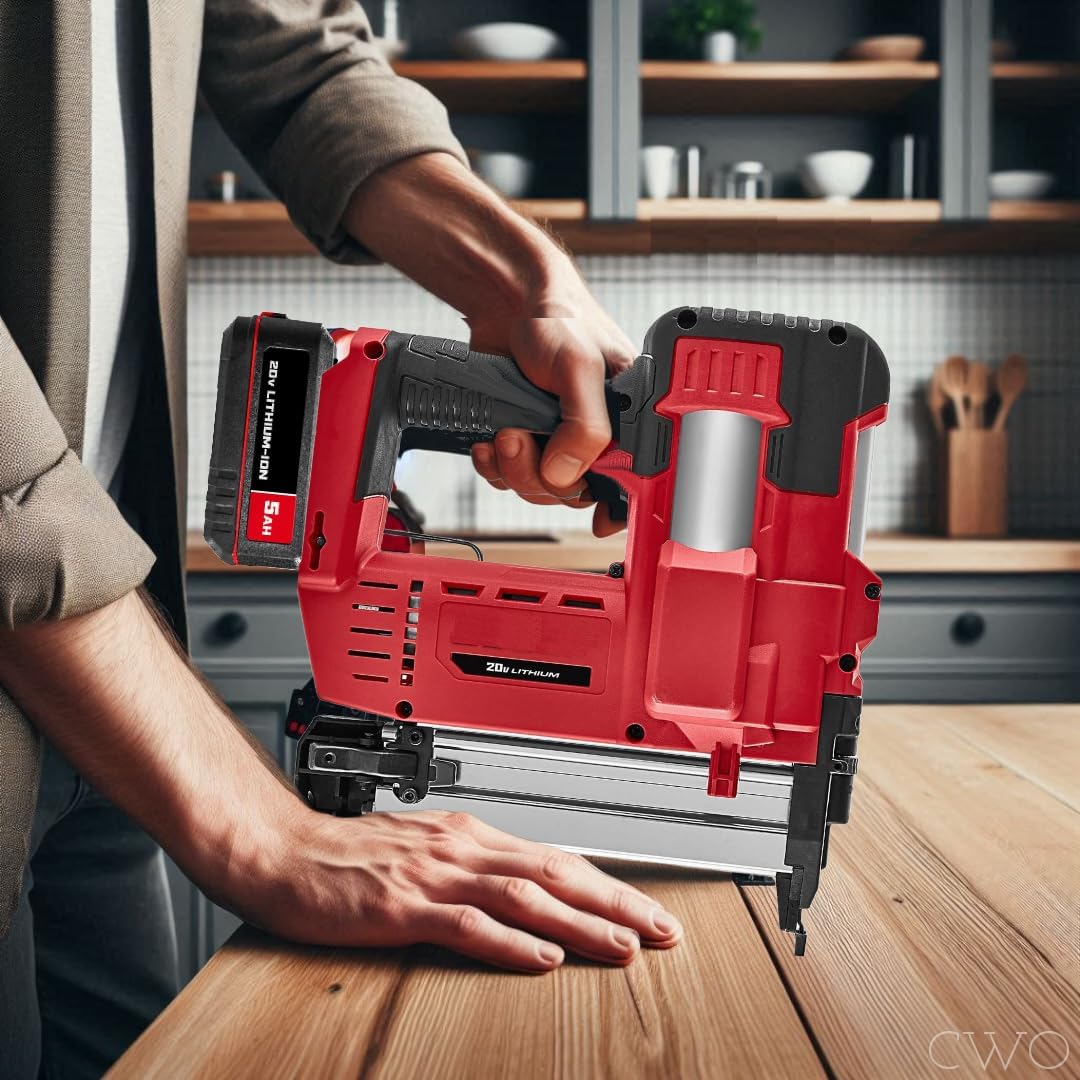 NEW! 20-Volt Lithium-Ion Cordless Combo Kit (Complete Power Tool Bundle) with 20V Cordless 18 Gauge Brad Nailer, 20V 5Ah Lithium Ion Battery & 20V Rapid Charger - Fits All BAUER 20V Tools