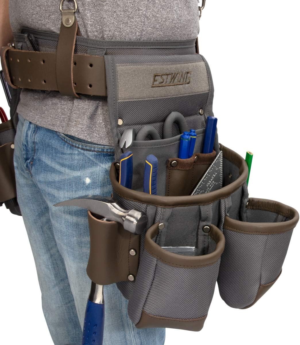 Estwing 13-Pocket Framer's Tool Rig, Durable Construction, Cooling Mesh-Padded Suspenders, Adjustable Padded Belt, Plentiful Storage