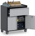 35.43' H Metal Storage Cabinet on Wheels,Lockable Rolling Garage Storage Cabinet with 1 Drawer & 2 Doors,Mobile Tool Cabinets for Home Office,Basement,Shop