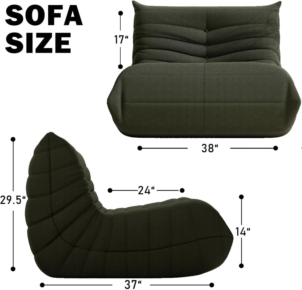Bean Bag Chair, Fireside Chair Bean Bag Sofa Large Bean Bag Chair for Adults, Bean Bag Chairs for Teens with High Density Comfortable Foam, Memory Foam Lazy Sofa for Living Room, Bedroom (Green)