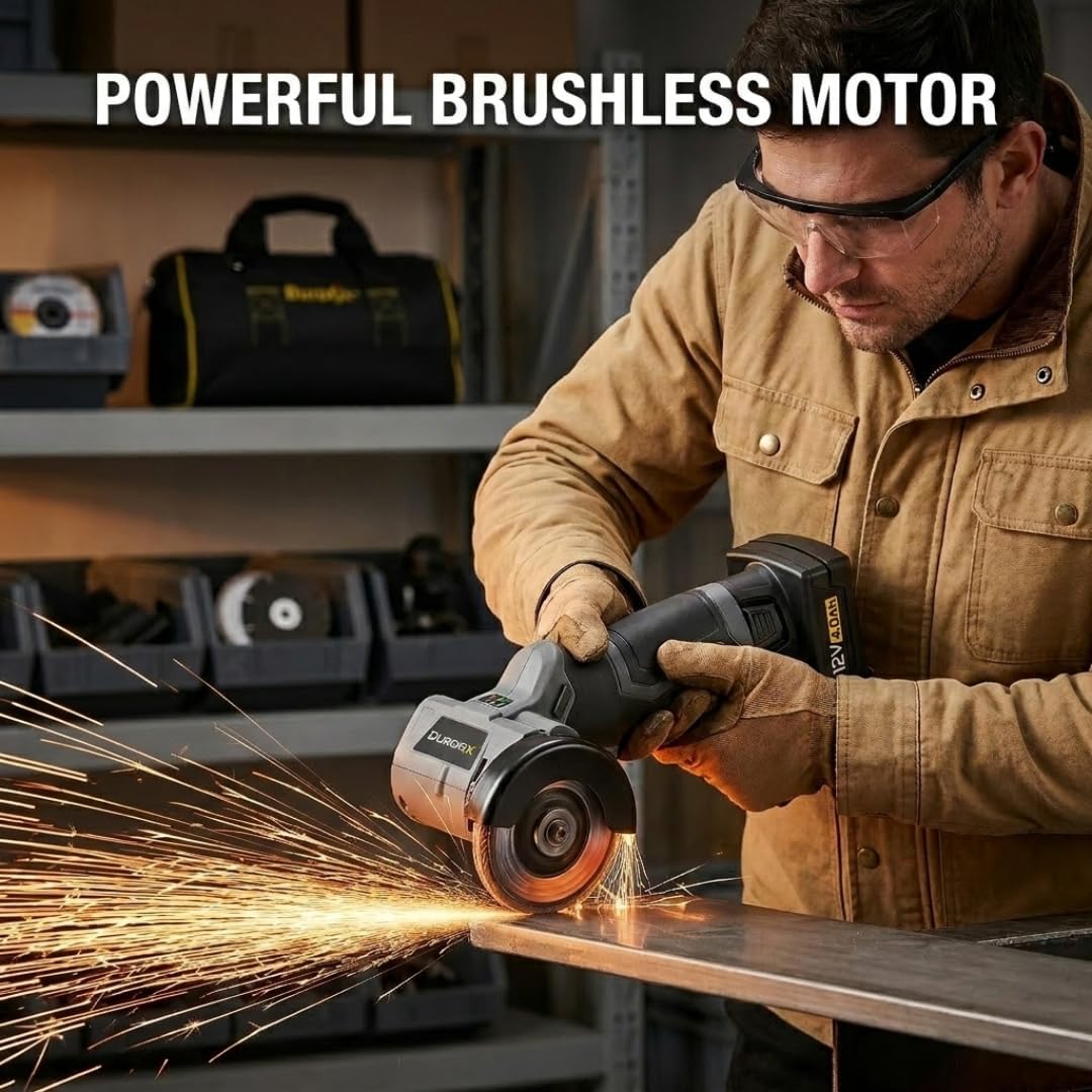 Durofix RC1222-P2G G12 Series 12V Cordless 3' Compact Cut-Off Tool Kit, 20,000 RPM with Interchangeable Blades & Safety Guard + 2 Battery & Canvas Bag