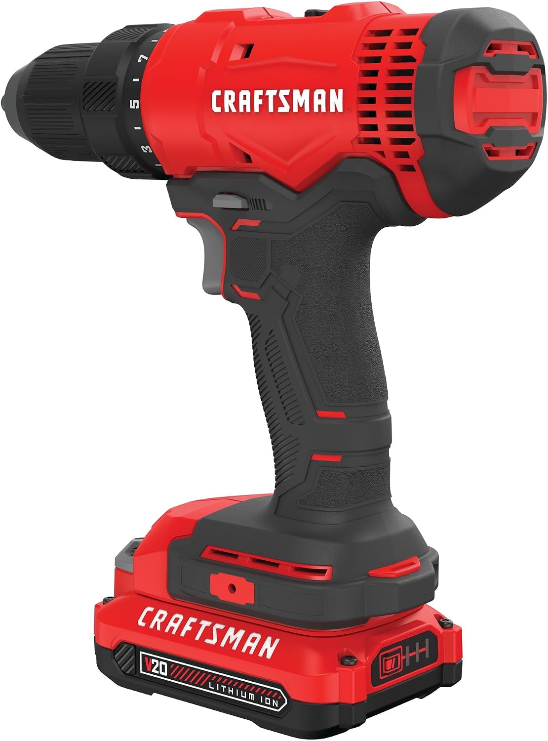 CRAFTSMAN V20 Cordless Drill/Driver Kit, 1/2 inch, Battery and Charger Included (CMCD701C2)