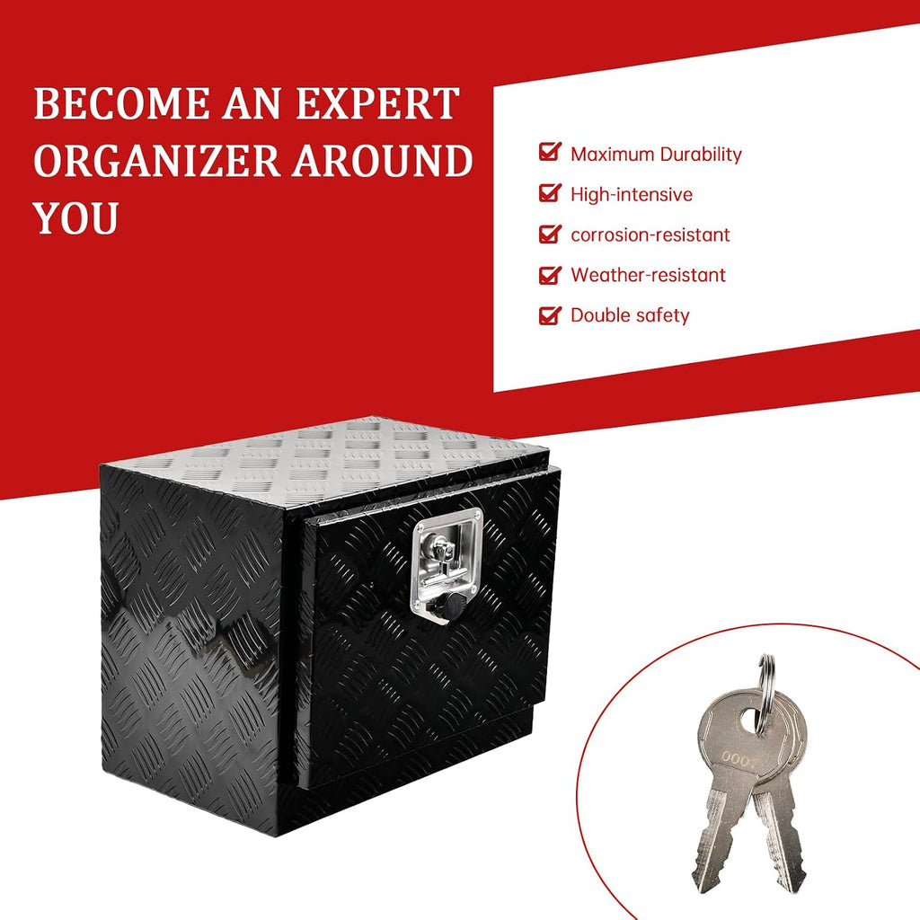 18'' Inch Aluminum Underbody Truck Box with T-Handle Latch,14 x 12 x 18 Inch Underbed Toolbox With Durable Lock Silver For Storage And Organization