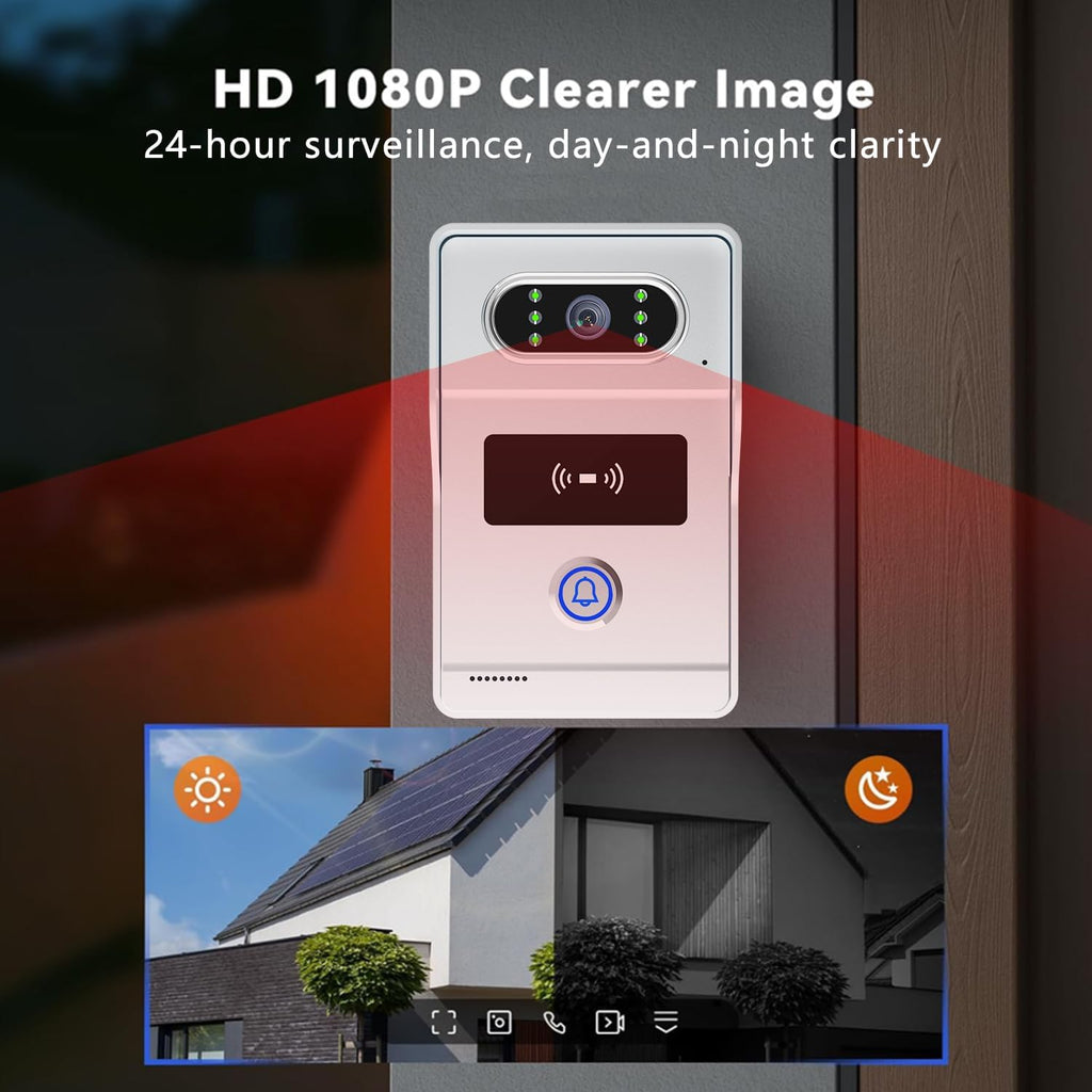 Intercoms Wireless for Home, Video intercom System for Home,1080P doorbell Camera, Smart Video Doorbell with 10-inch Monitor, Video Intercom Two-Way Audio, Tuya App, Night Vision (Silvery)