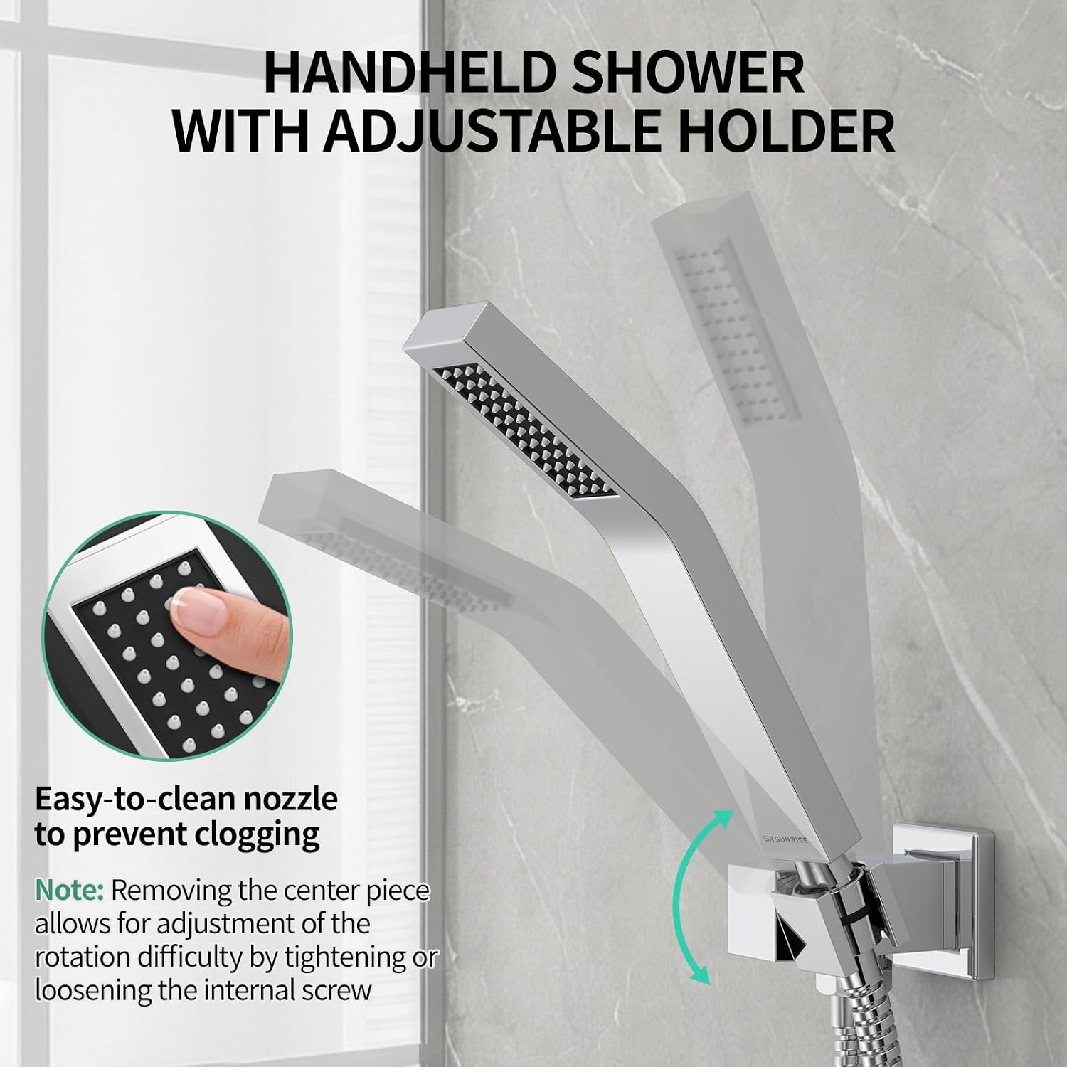 SR SUN RISE 12 Inch Ceiling Mounted Shower System Rain Mixer Combo Set Rainfall Shower Head System Faucet Trim Repair Kits Polished Chrome Rough-in Valve Body and Trim Included