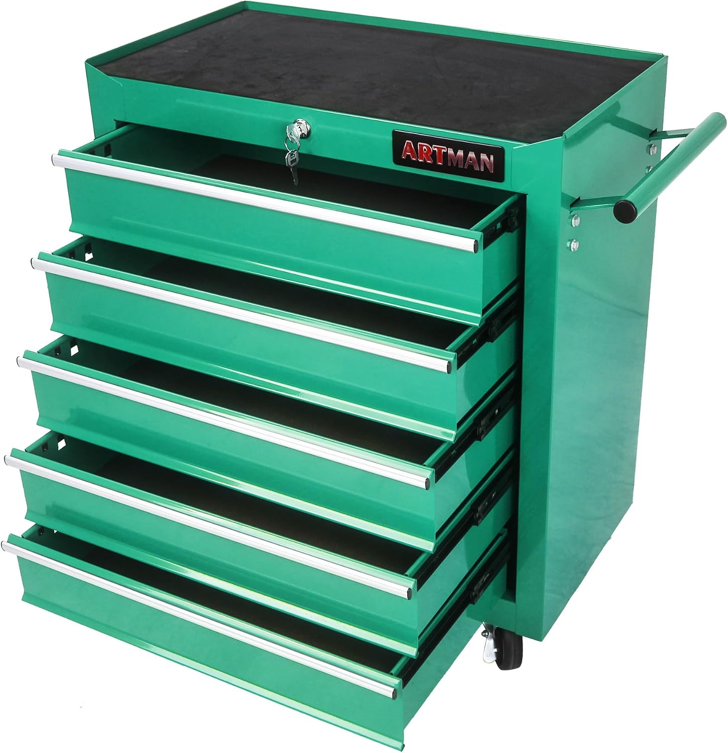 Larmliss 5 Drawers Rolling Tool Box，Tool Chest on Wheels, Lockable Tool Storage Cabinet Organizer Cabinet for Garage, Warehouse, Repair Shop, Workshop