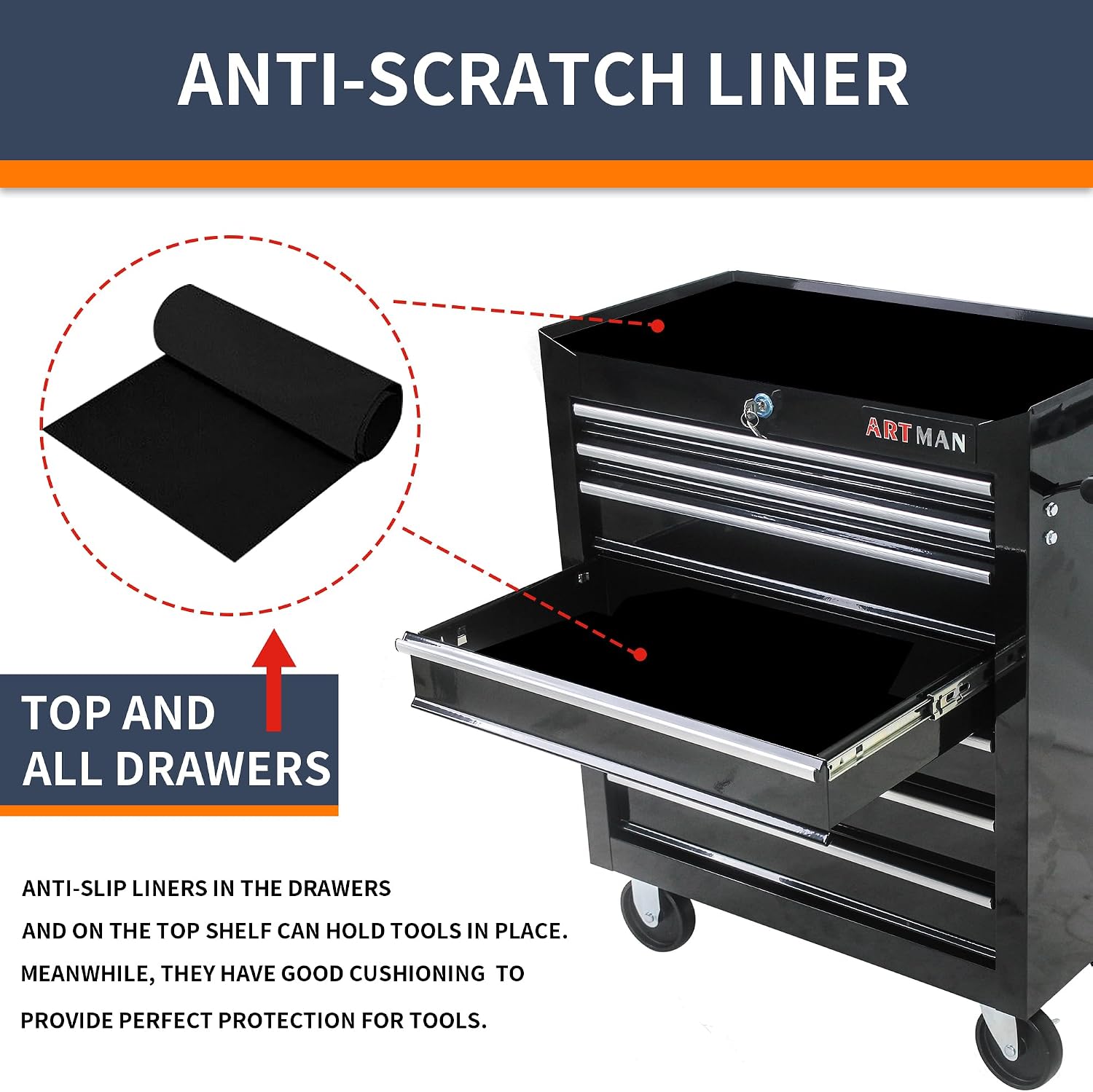 7-Drawer Rolling Tool Cart, Tool Box on Wheels,Lockable Home Repair Tool Storage Organizer, Tool Chest Cabinet for Mechanic, Garage