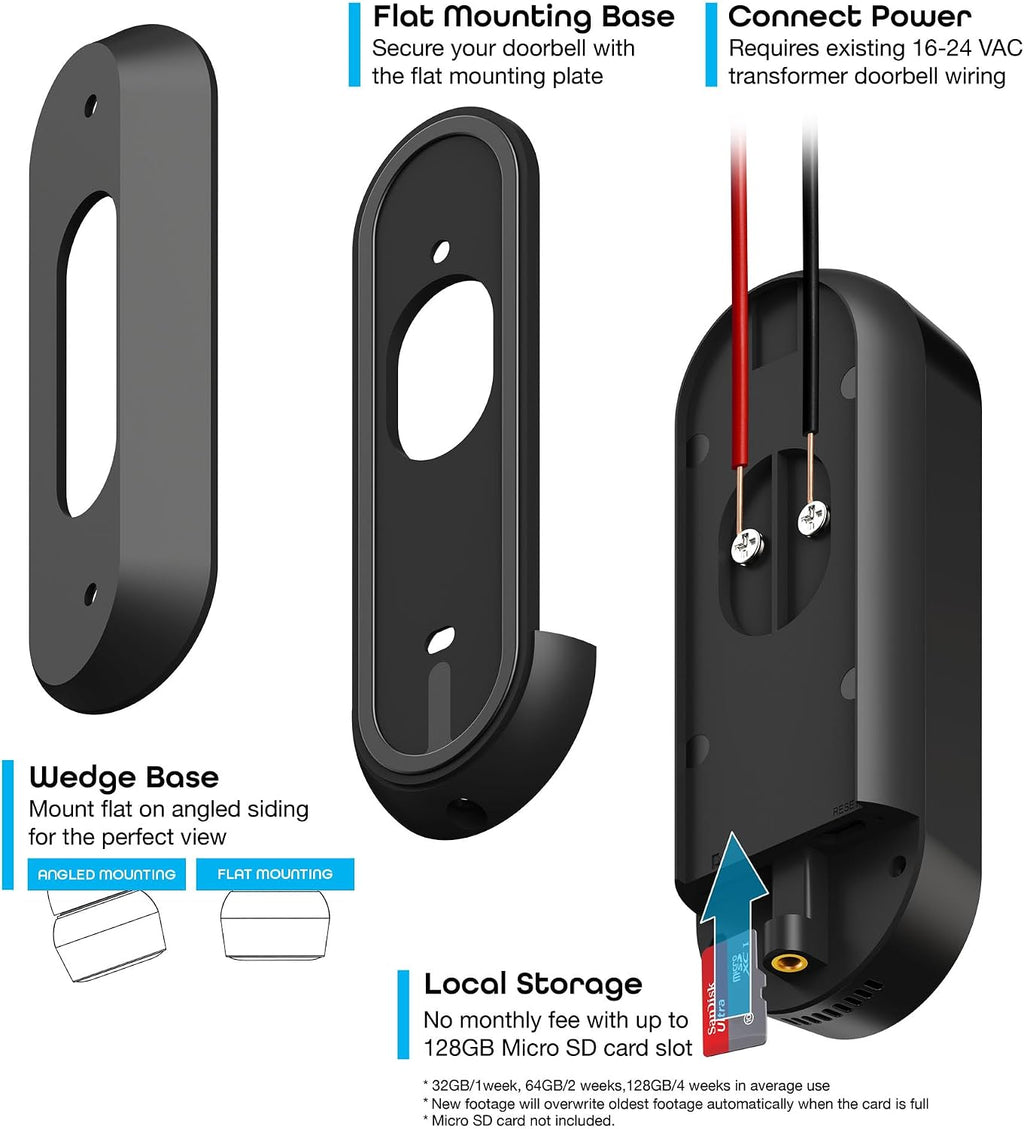 Geeni Smart Video Doorbell, 1080p HD, Motion Detection, Night Vision, Two-Way Audio, Weather-Resistant, Wired Installation, Alexa & Google Assistant Compatible, Wi-Fi Security Camera