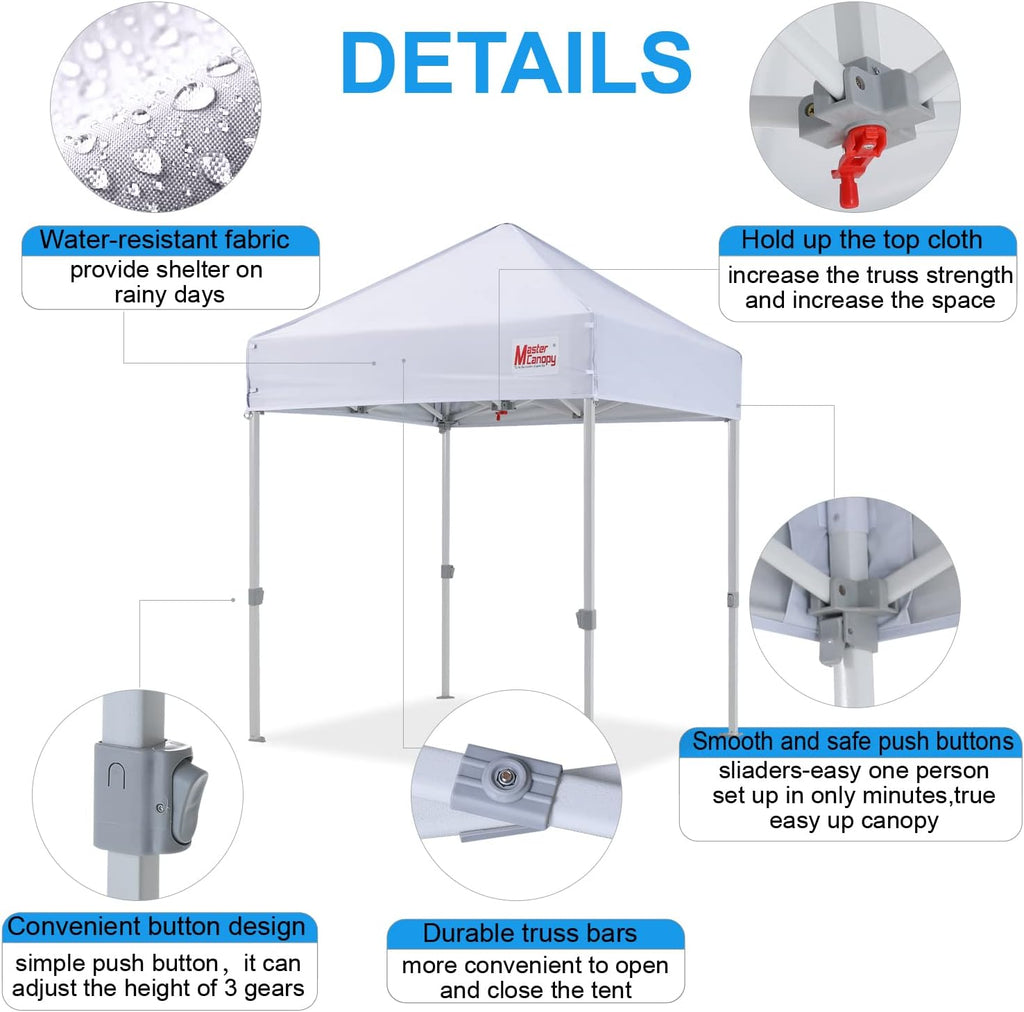 MASTERCANOPY Pop Up Canopy Tent Commercial Grade Instant Shelter (5x5, White)