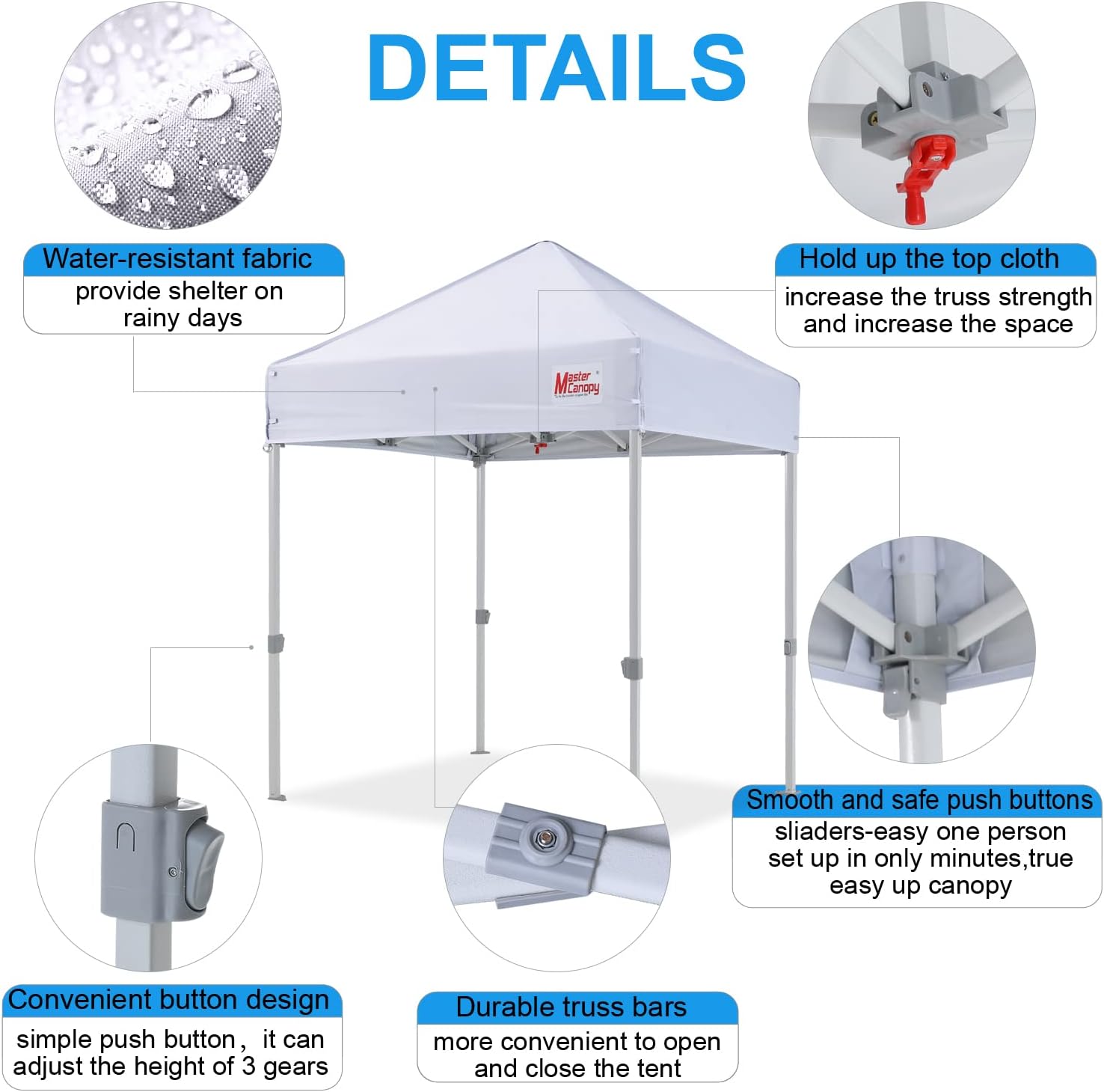 MASTERCANOPY Pop Up Canopy Tent Commercial Grade Instant Shelter (5x5, White)