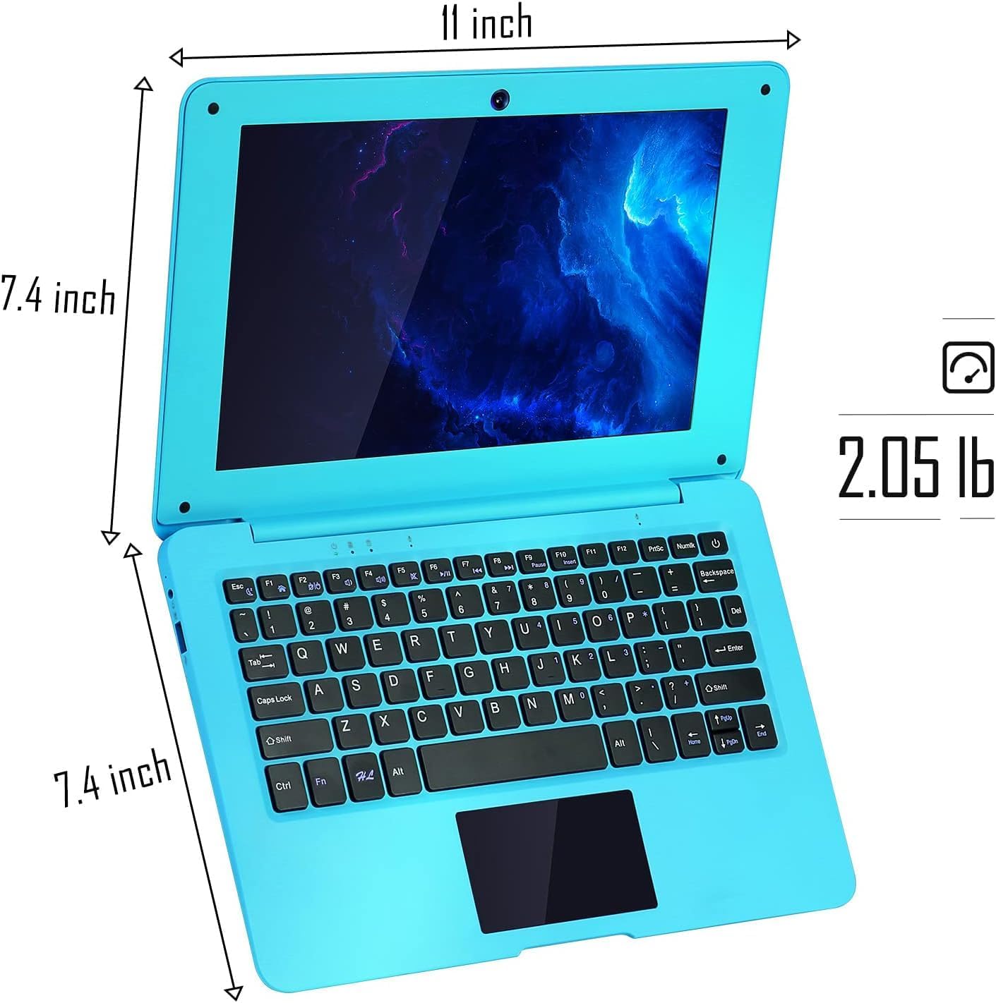 CHIBBS Laptop Computer- 10.1' Inch Kids Laptop Computer Powered by Android 12.0 -Quad Core Processor- 2+64gb ROM-Camera- Bluetooth- 2*USB- WiFi- Blue