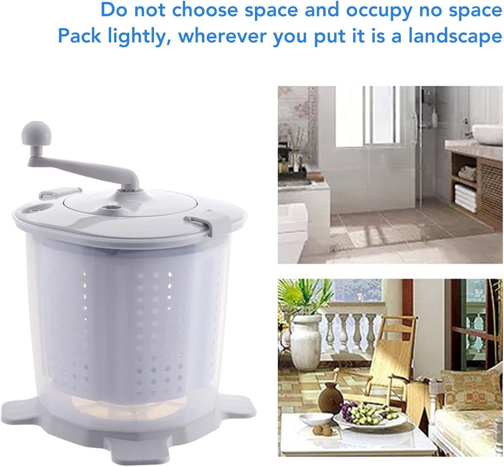 Portable Hand Crank Manual Washing Machine, Non Electric, Nordic Grey, for Dormitory Apartment Camping