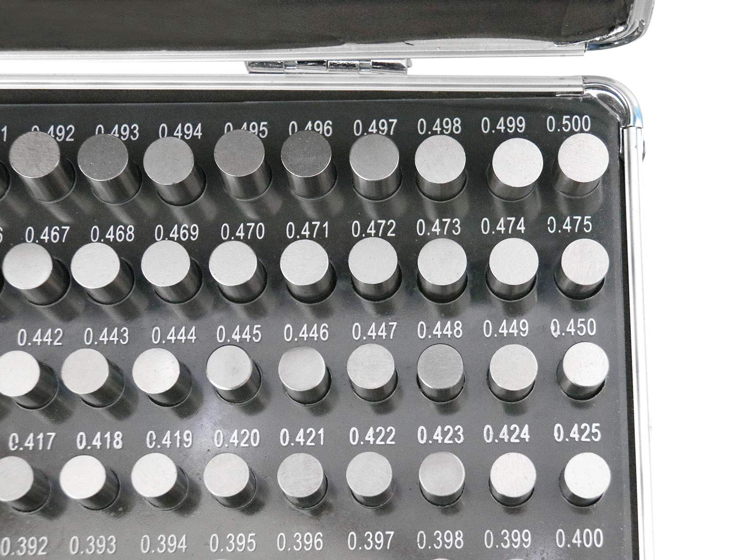 Accusize Industrial Tools 0.251''-0.500'', 250 Pc Steel Plug Pin Gage Set, Minus, Class Zz, with Reliable Strong Aluminum Case, M2(-) a