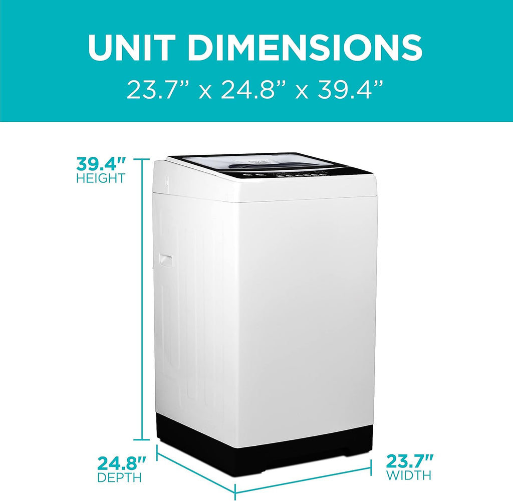 BLACK+DECKER 3.0 Cu. Ft. Portable Washer, 26.5 lb. Capacity Washing Machine, 6 Cycles, Quick Connect Sink Adapter and Drain Hose Included, Transparent Lid & LED Display, BPW30MW, White