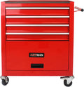 4-Drawer Tool Cart on Wheels, Drawers Rolling Tool Chest with 1 Cabinet, Mobile Trolley Organizer Tools Box with Locking Wheels & Ball Bearing Drawers for Garage,Warehouse,Repair Shop (Red)