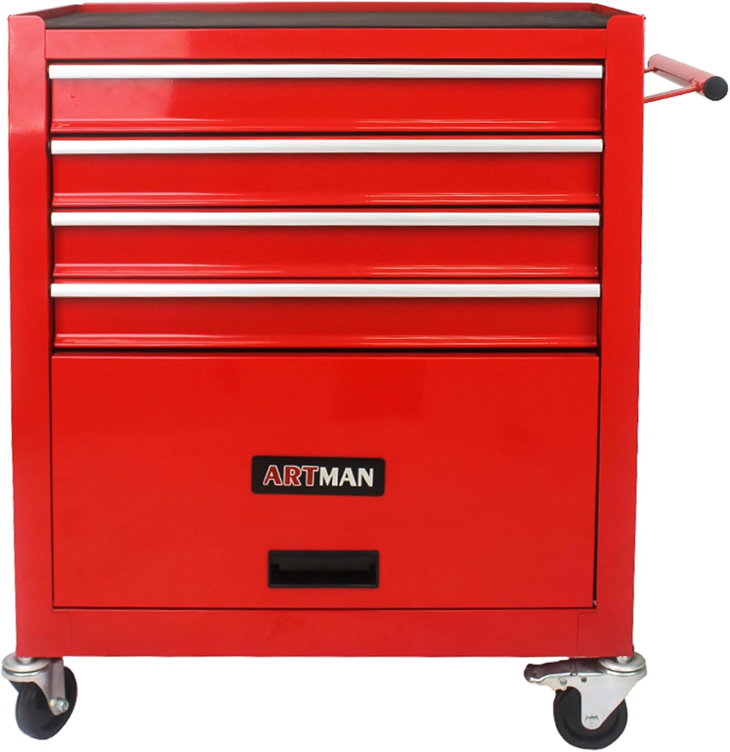4-Drawer Tool Cart on Wheels, Drawers Rolling Tool Chest with 1 Cabinet, Mobile Trolley Organizer Tools Box with Locking Wheels & Ball Bearing Drawers for Garage,Warehouse,Repair Shop (Red)
