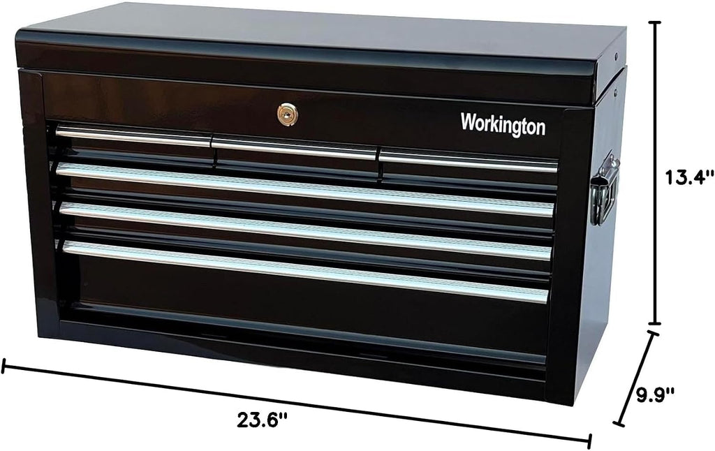 Workington Portable Metal Tool Chest with 6 Drawers, 24' 6-Drawer Tool Chest Cabinet with Ball Bearing Drawer Slides, Steel Tool Storage Box Organizer 4005 Black