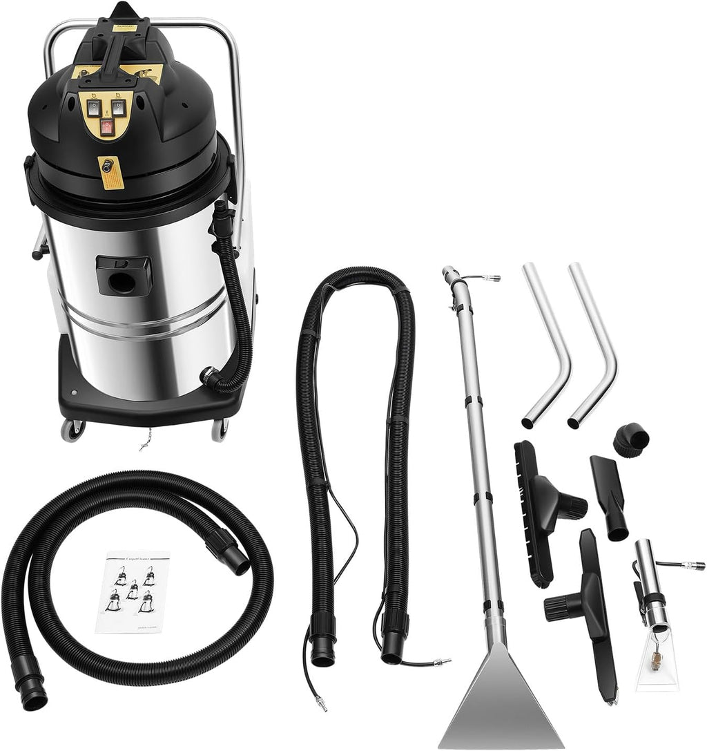 Commercial Carpet Cleaner Machine, 60L 3-in-1 Professional Carpet Vacuum Cleaner, Industrial Steam Cleaner Deep Steam Cleaner for Hotels, Offices