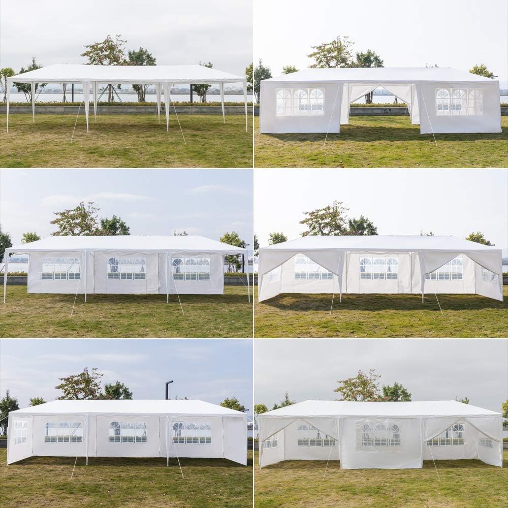 10'x30' Outdoor Canopy Party Wedding Tent,Sunshade Shelter,Outdoor Gazebo Pavilion with 8 Removable Sidewalls Upgraded Thicken Steel Tube (10' x 30' / 8 Removable Sidewalls-1)
