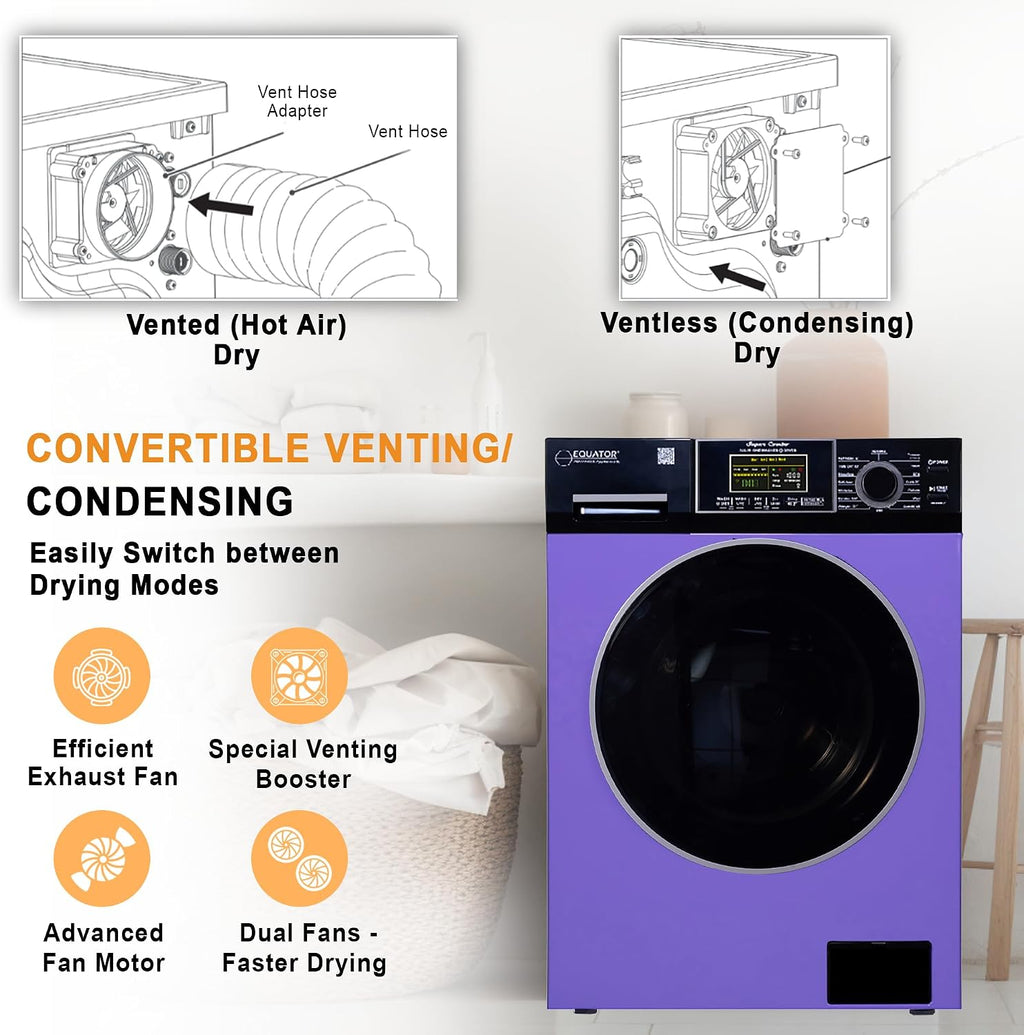 Equator All-In-One VENTED/VENTLESS Washer-Dryer 1.9cf/18lb 1400RPM 110V (Periwinkle/Black)