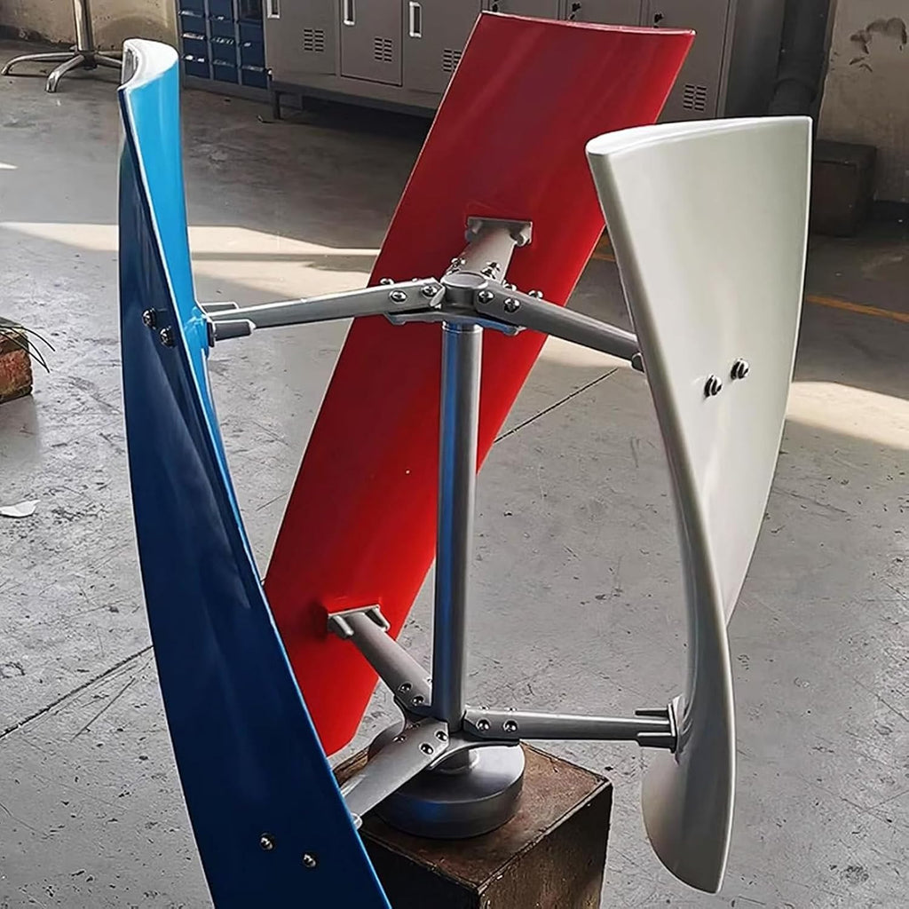 3000W Vertical Axis Wind Turbine Generator with MPPT Controller, 3 Blades, Ideal for Hybrid Wind-Solar Systems, Electricity Production for Boats & Street Lighting 48V