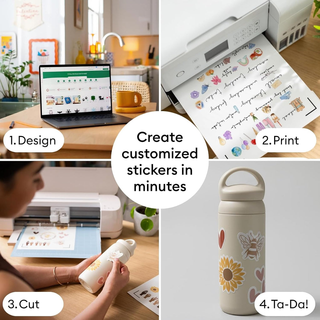 Cricut Maker 4 Sticker Making Bundle - Print Then Cut Machine with Waterproof Sticker Paper, Vinyl & Tools for Custom Stickers & Small Business