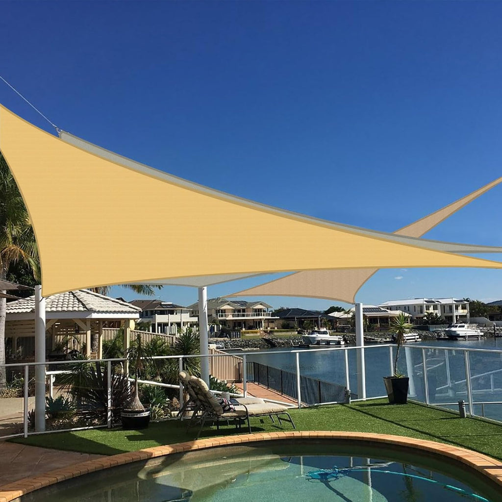 Sun Shade Sail Waterproof,UV Block Sand Triangle 12' x 12' x 12' Shade Sails,for Outdoor Pergola Carport Awning Yard Activities