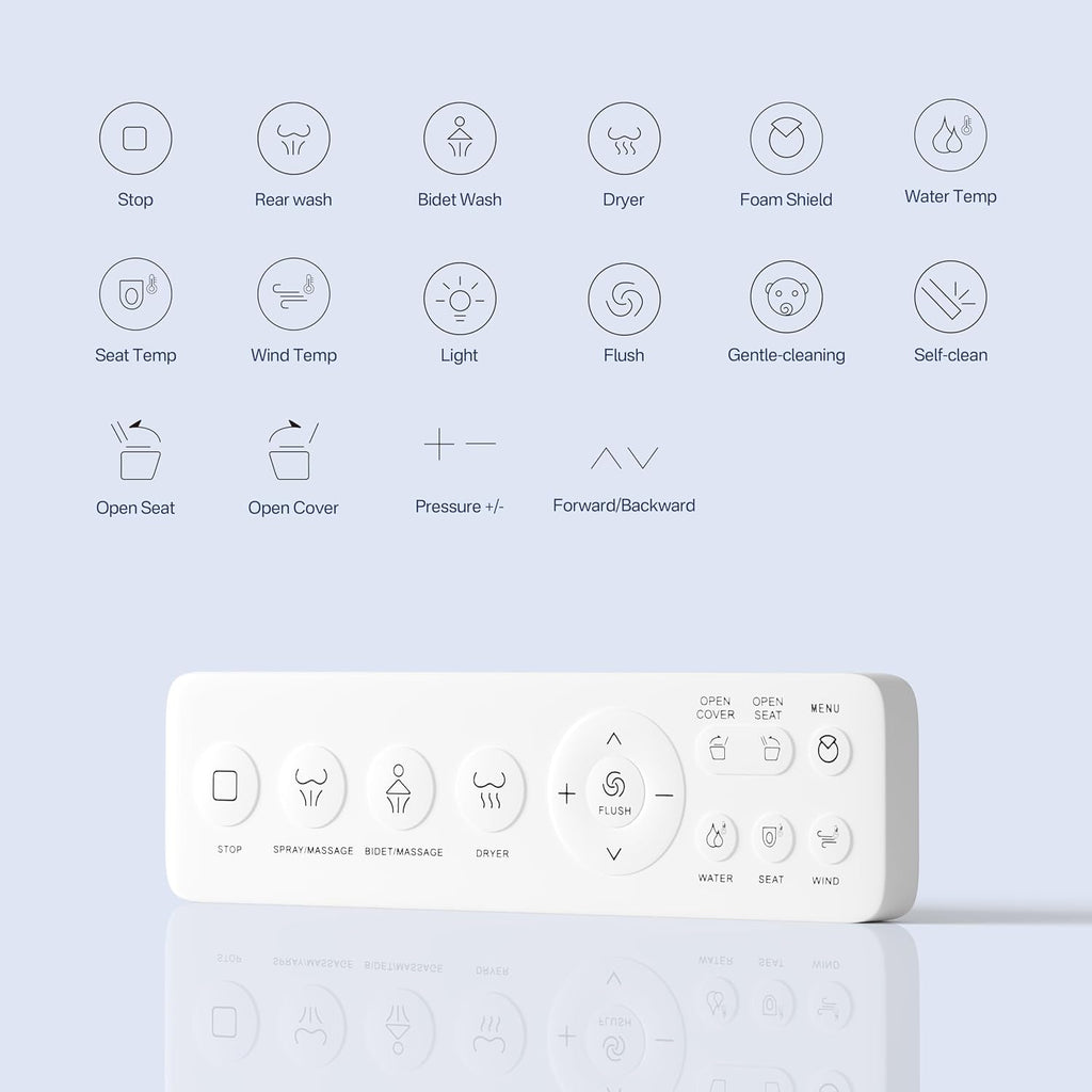 Eridanus Smart Toilet with Bidet Built in, Bidet Toilet with Auto Open/Close Lid, Cleaning Foam Dispenser, Warm Water Sprayer & Air Dryer, Foot Sensor Flush, Elongated Heated Seat, ADA Height