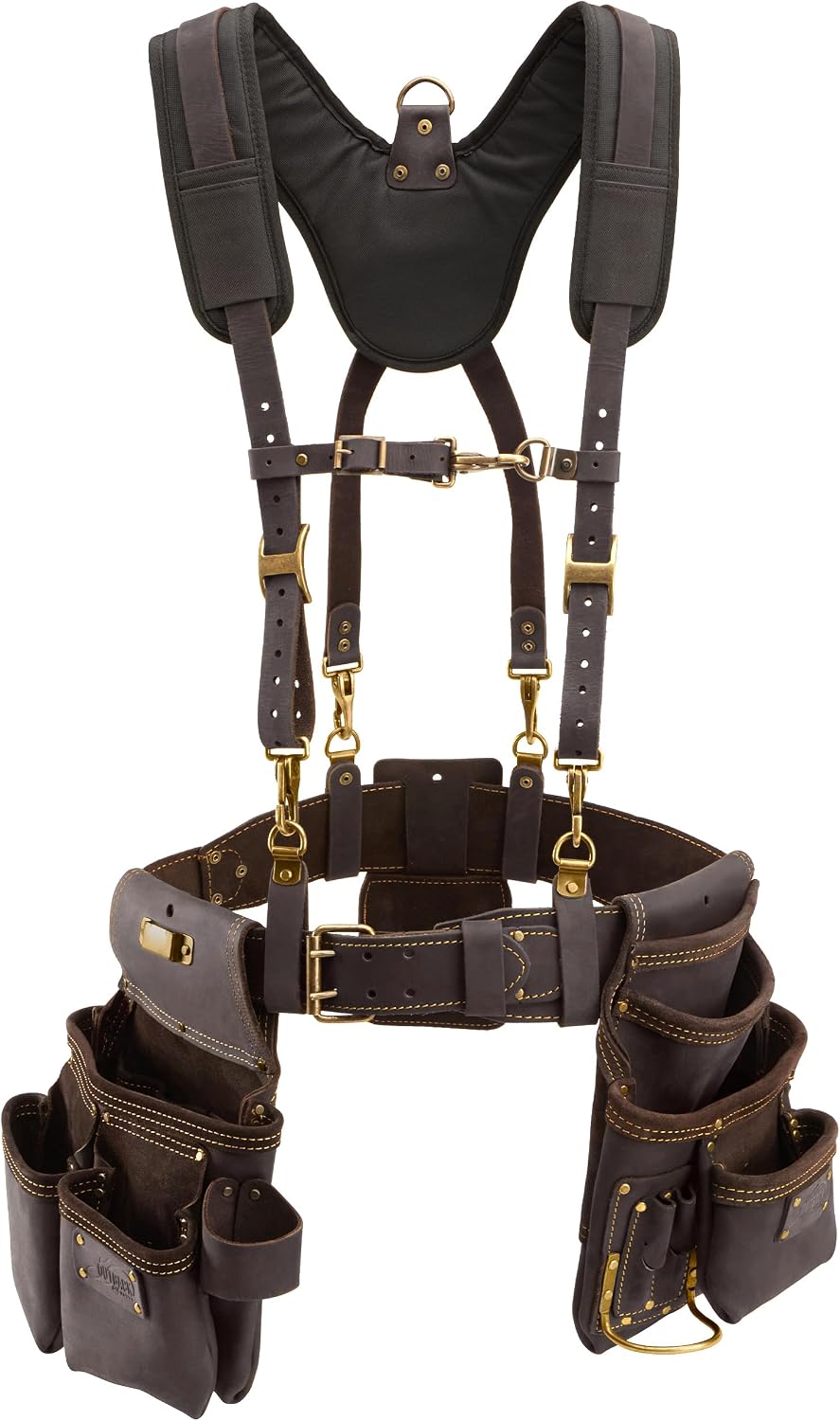 Ox Pro Carpenter Tool Belt - 22-Pocket Leather Tool Belt Pouches - Small Belt made of Oil-Tanned Leather with Double-Stitching and Steel Rivets - OX-P263606