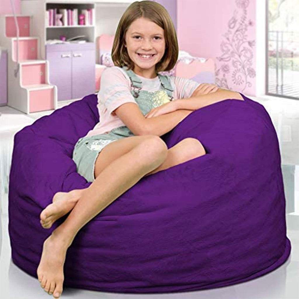 ULTIMATE SACK 3000 3-Foot Bean Bag Chair, Purple Suede Cover – Oversized Foam Lounger, Floor Seat, Small Sofa, or Couch Bed for Living Area, Gaming Room, or Reading Lounge