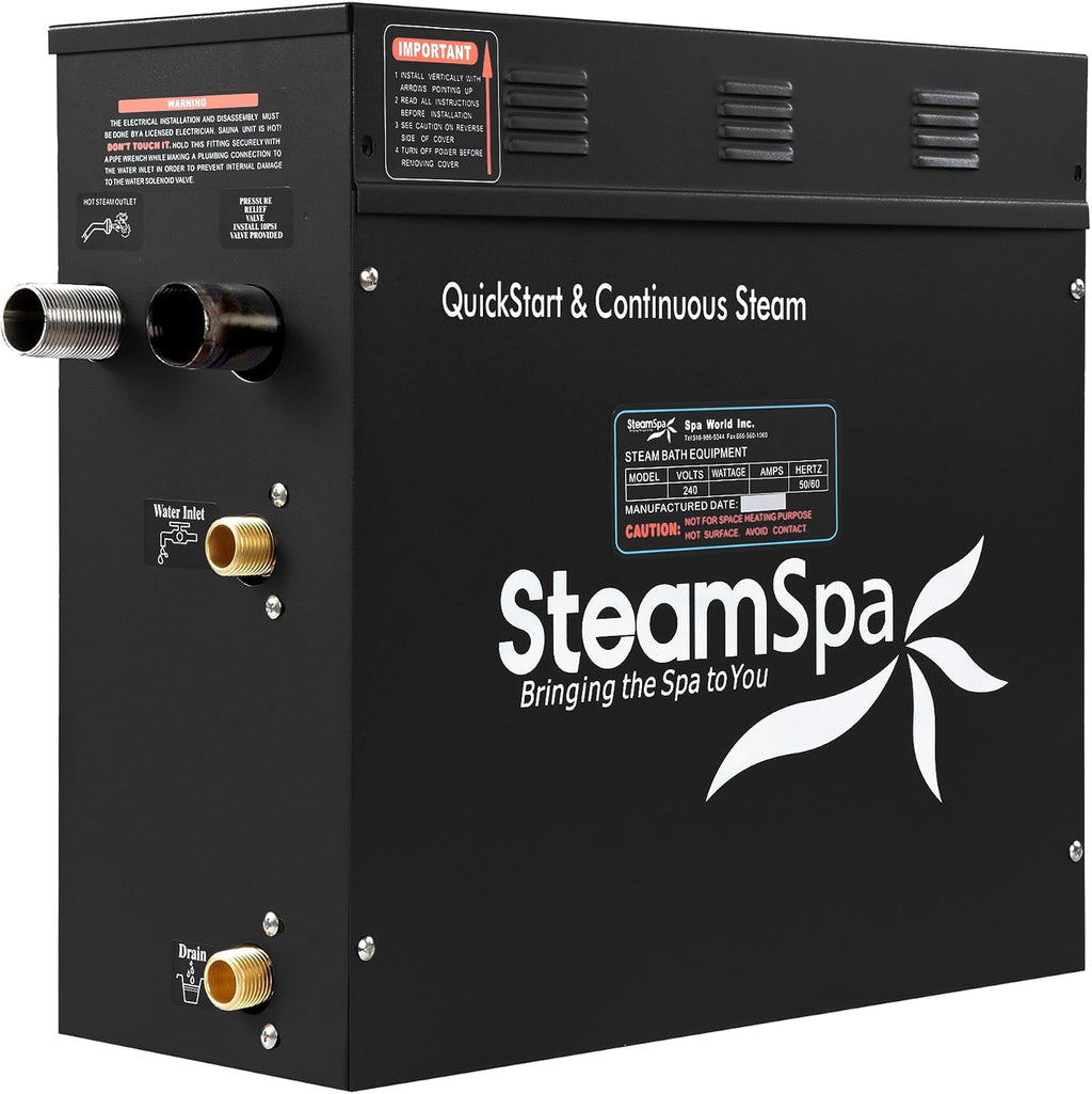 Generator with Quick Start Continuous Steam Technology, Wi-Fi, Bluetooth and Autodrain | 6kW Steam Generator with Chrome Steam Head with Aromatherapy Reservoir | FG-RVB600CH-A