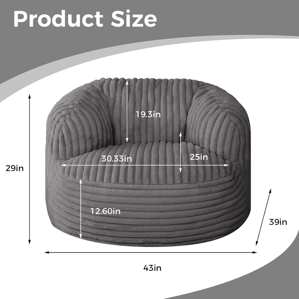 EBENCHICO Bean Bag Chair for Adults and Teens, Comfy Cozy Bean Bag Chairs,Beanbag Chair for Dorm Lazy Couch Sofa Chair Living Room Gaming,Reading
