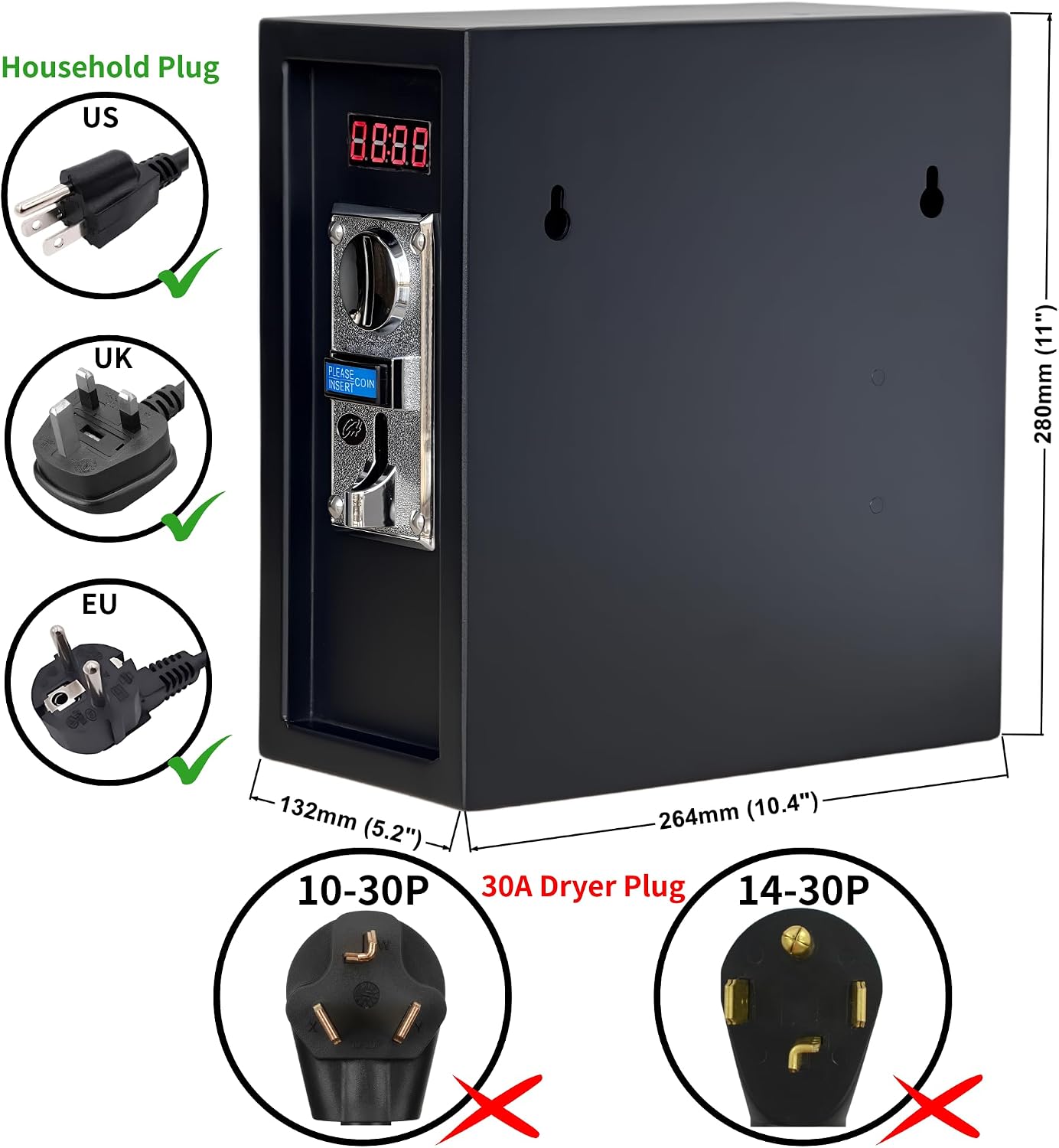 Sintron ST-002 110V Coin Operated Timer Control Power Box for Electronic Device Vending Machine, Gaming Machines, Massage Chairs, Shoe Polishers, Washing Machines, Chargers, Dryers, Auto Car Wash, PCs