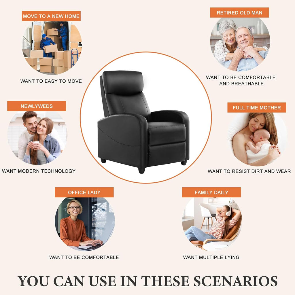 Sweetcrispy Massage Recliner Chair for Adults, Adjustable Home Theater Seating with Lumbar Support for Living Room, Modern Fabric Reclining, Grey
