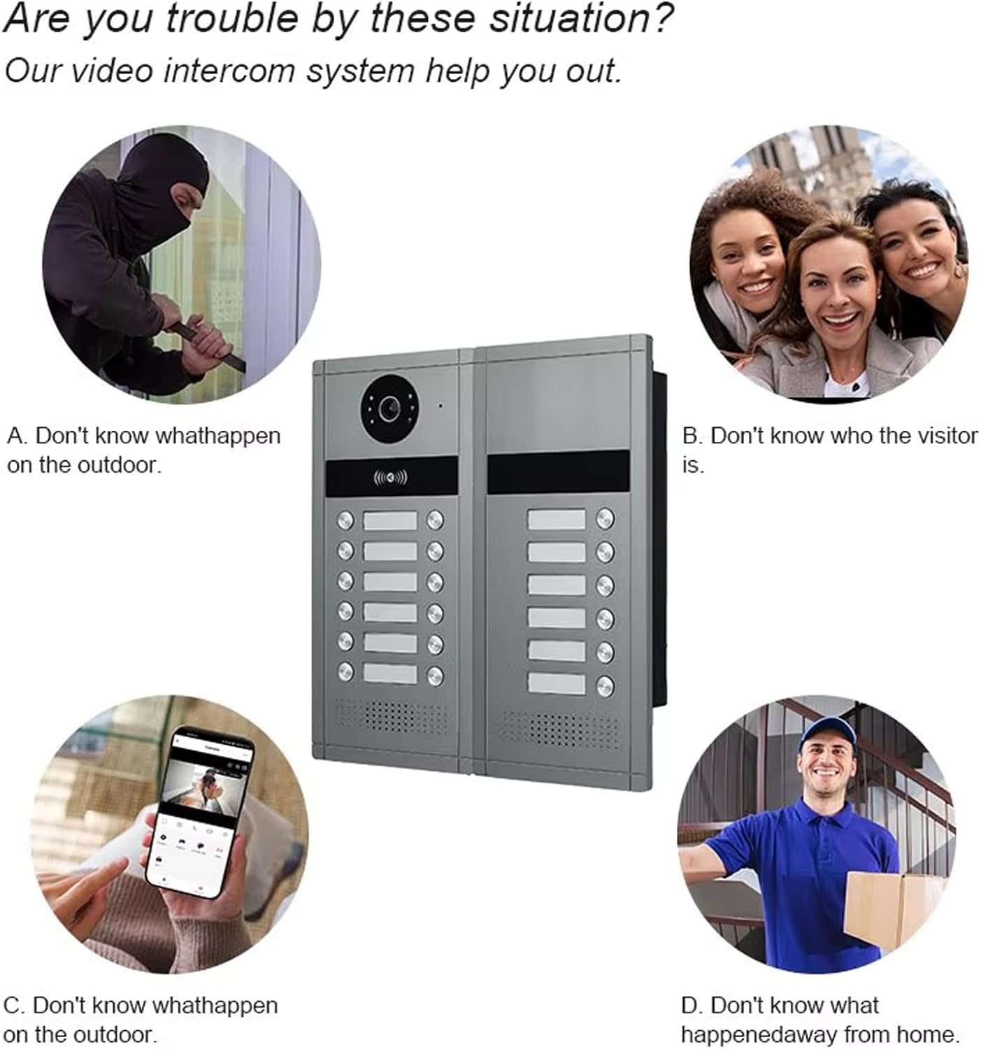 Wired Video Apartment Intercom System,6/12/18/24 Units 7 Inch Monitor 1080P Doorbell Intelligent Doorphone Kit with Motion Detection,Anti-Tamper Alarm,3 in 1 Unlock for Flat House,Tuya (18 Monitor)